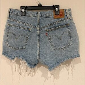 Levi's Women's Frayed Hem Blue Jean Shorts